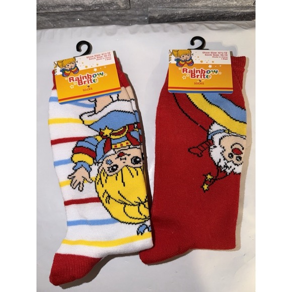 Rainbow Brite Accessories - 2 Pairs NEW Rainbow Brite Socks Official 80s Cartoon Unisex Novelty Socks 1 Size